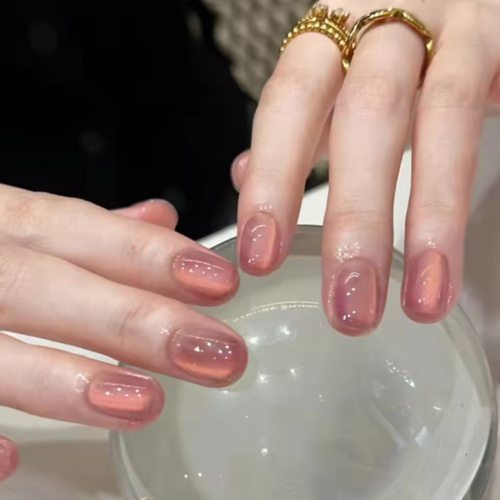 Nail Art Ombre Pink - 24 قطعة من الأظافر الاصطناعية القصيرة