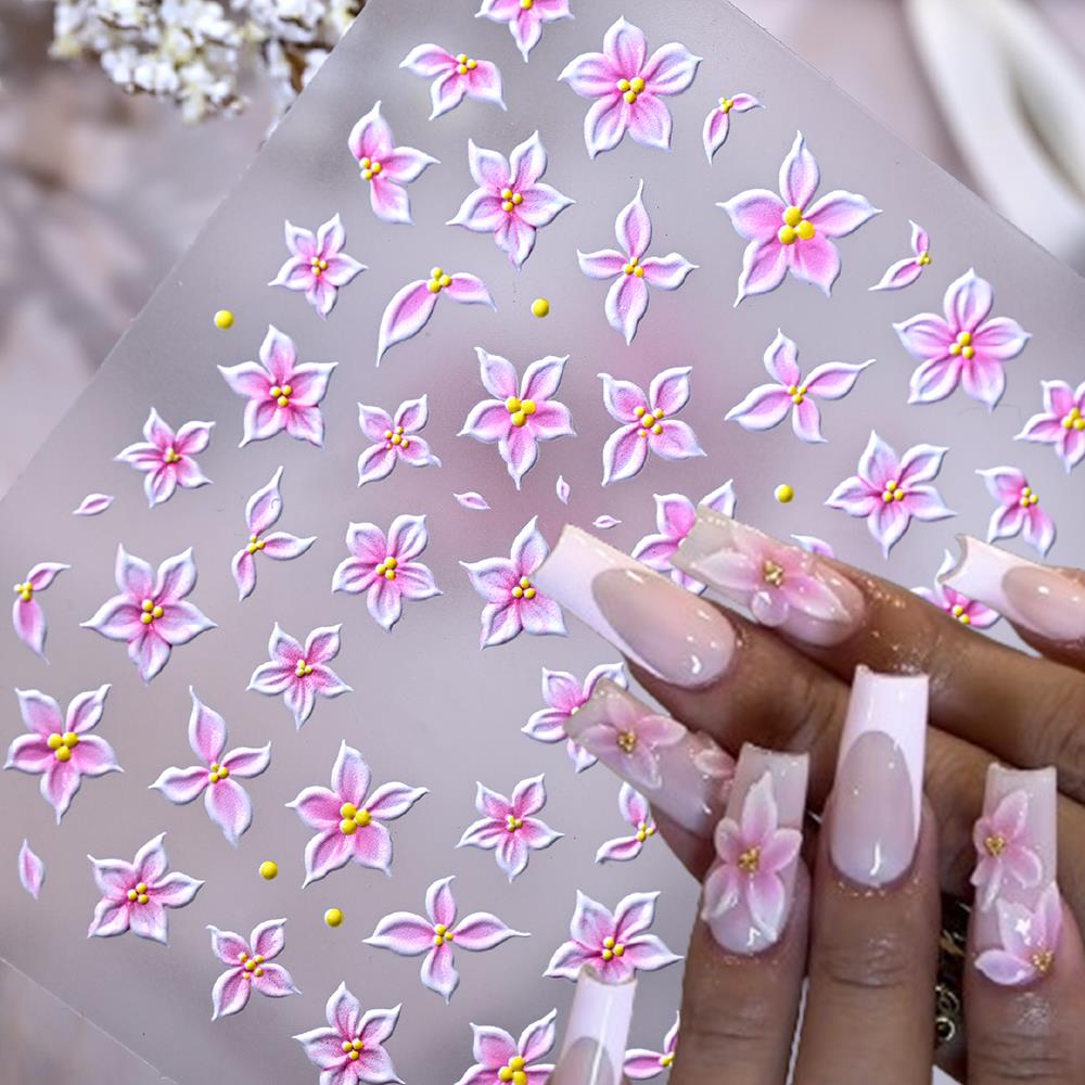 Nail Art Ombre Pink - ملصقات أظافر ثلاثية الأبعاد بتصميم زهرة