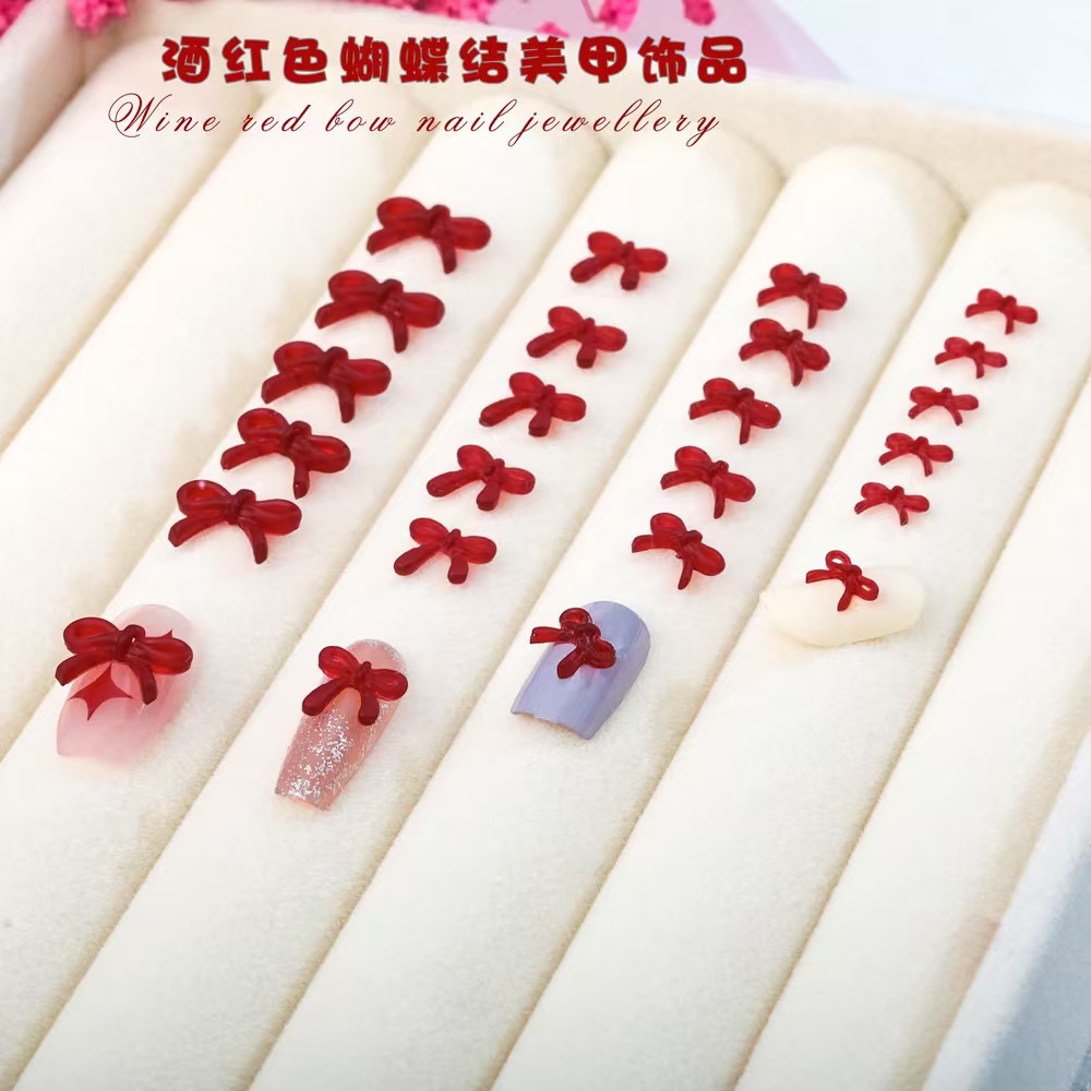 Nail Art Red Wine - النبيذ الفرنسي الأحمر القوس مسمار الفن