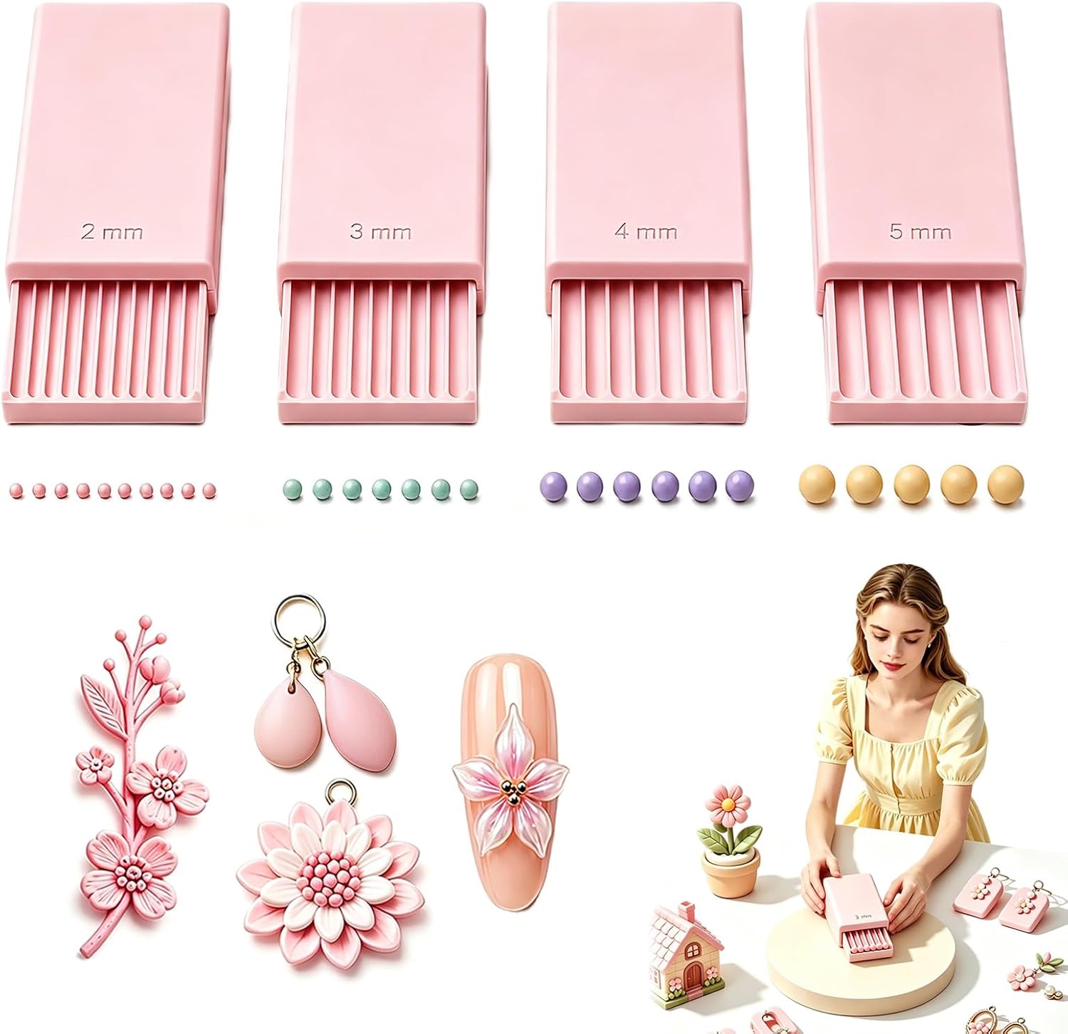 Nail Art Ideas - أداة صنع كرات الجل الطينية ثلاثية