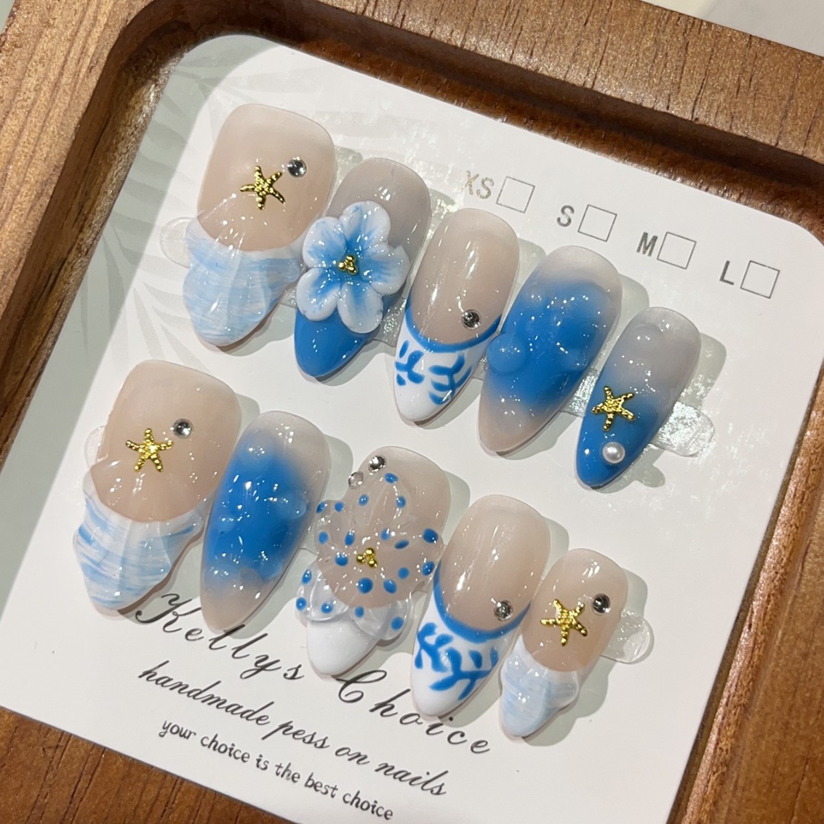Nail Art Gold - 10 قطعة نمط جزيرة الصيف وهمية