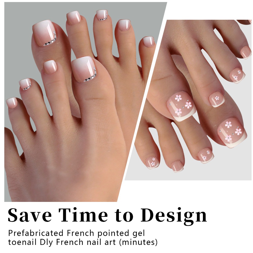 Nail Art Ombre Pink - أظافر قصيرة مربعة الشكل للصق على