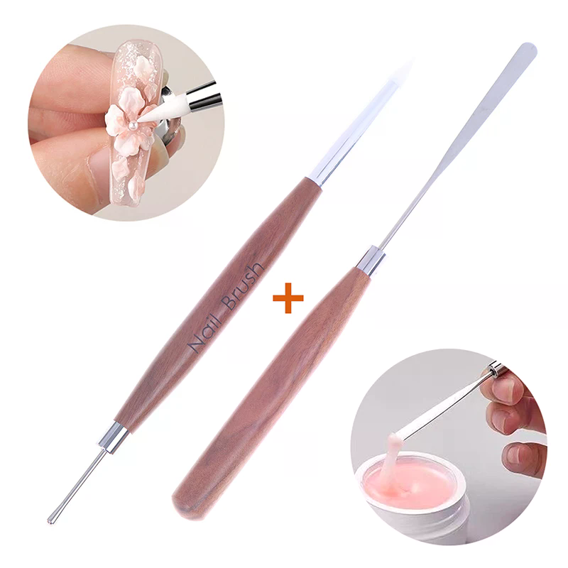 Nail Art Dotting Tool - قطعتان من أقلام السيليكون ذات الطرفين