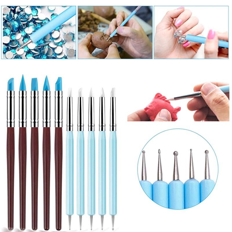 Nail Art Dotting Tool - 1/10/15 قطعة/مجموعة قلم سيليكون مزدوج الأطراف