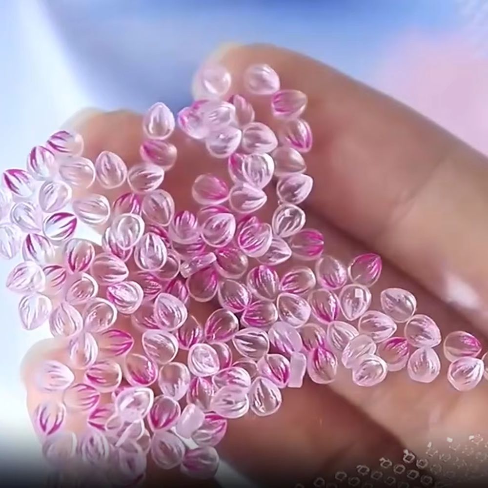Nail Art Ombre Pink - 100 قطعة من زينة الأظافر الشفافة