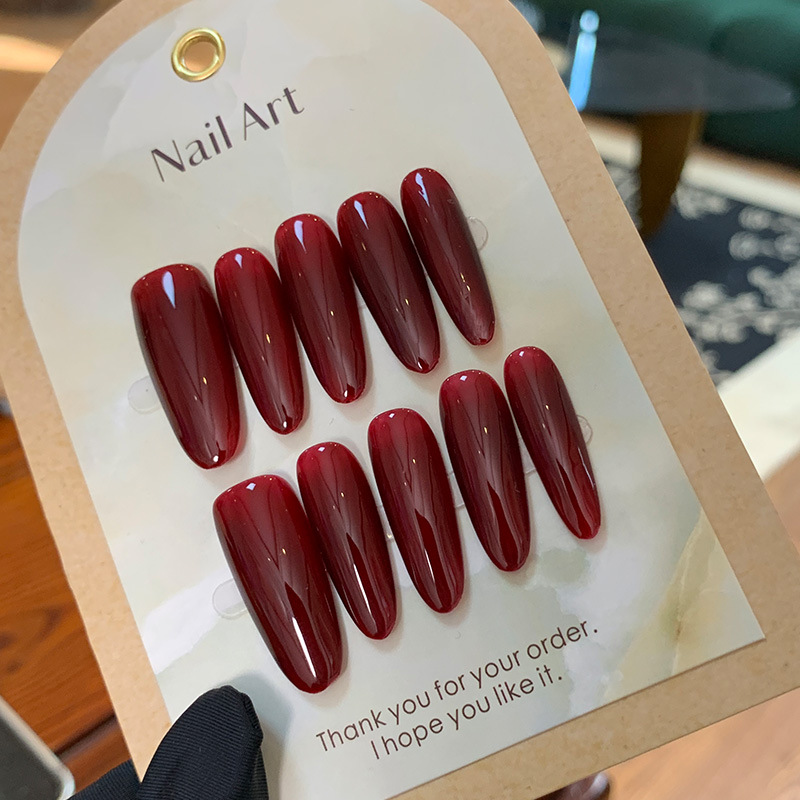 10 قطع أظافر صناعية بيضاوية طو - مراجعة Nail Art Red Wine وسعره