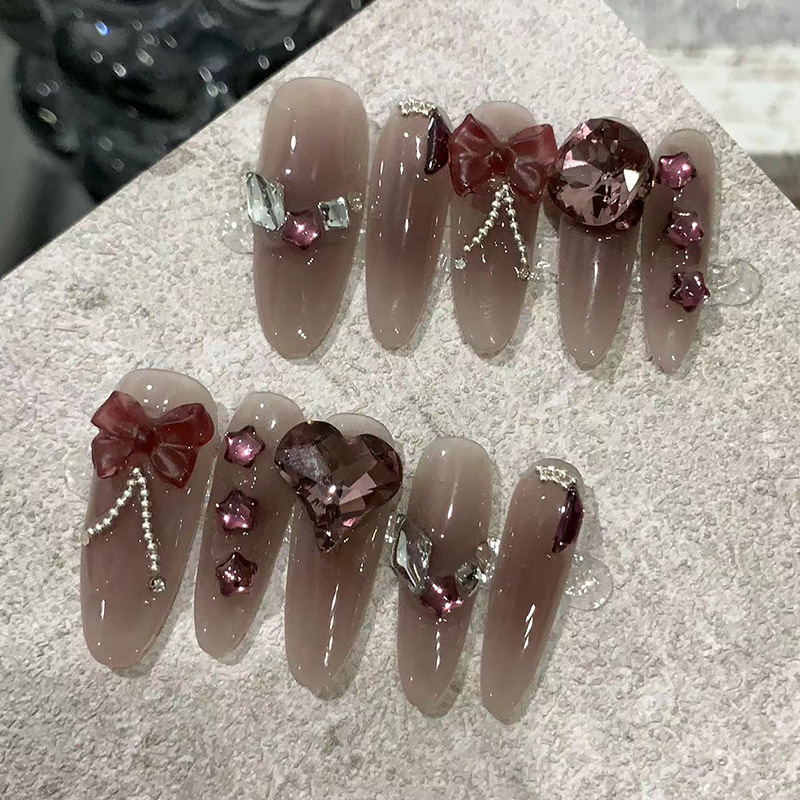 10 قطع أظافر صناعية بيضاوية طو - مراجعة Nail Art Red Wine وسعره