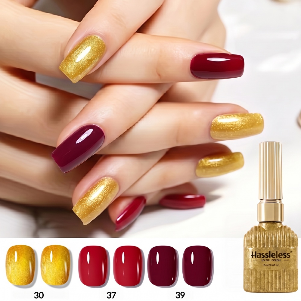 مجموعة طلاء أظافر جل ذهبي+أحمر - مراجعة Nail Art Red Wine وسعره