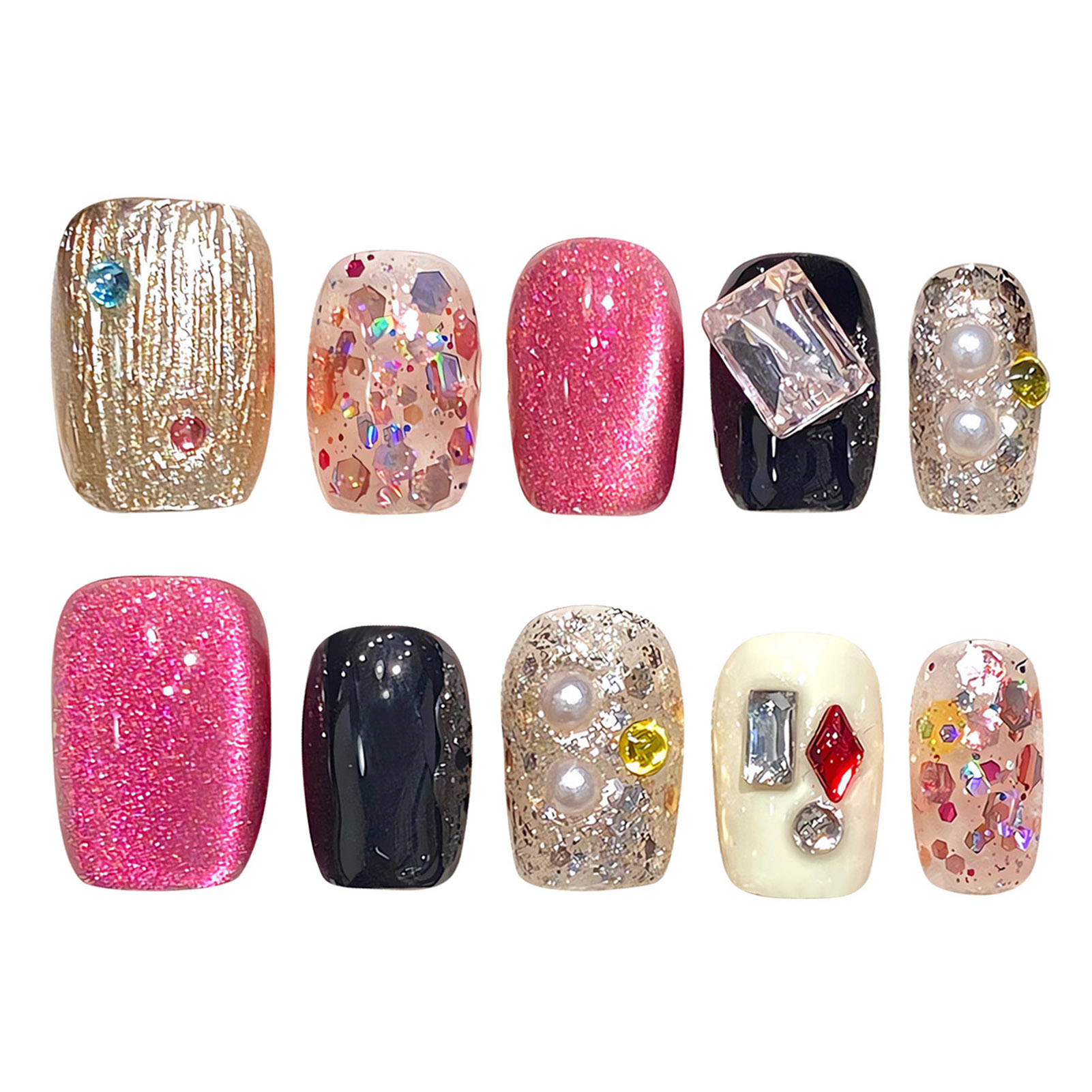 أظافر بالضغط مصنوعة يدويًا ، ت - مراجعة Nail Art Eye Cat وسعره
