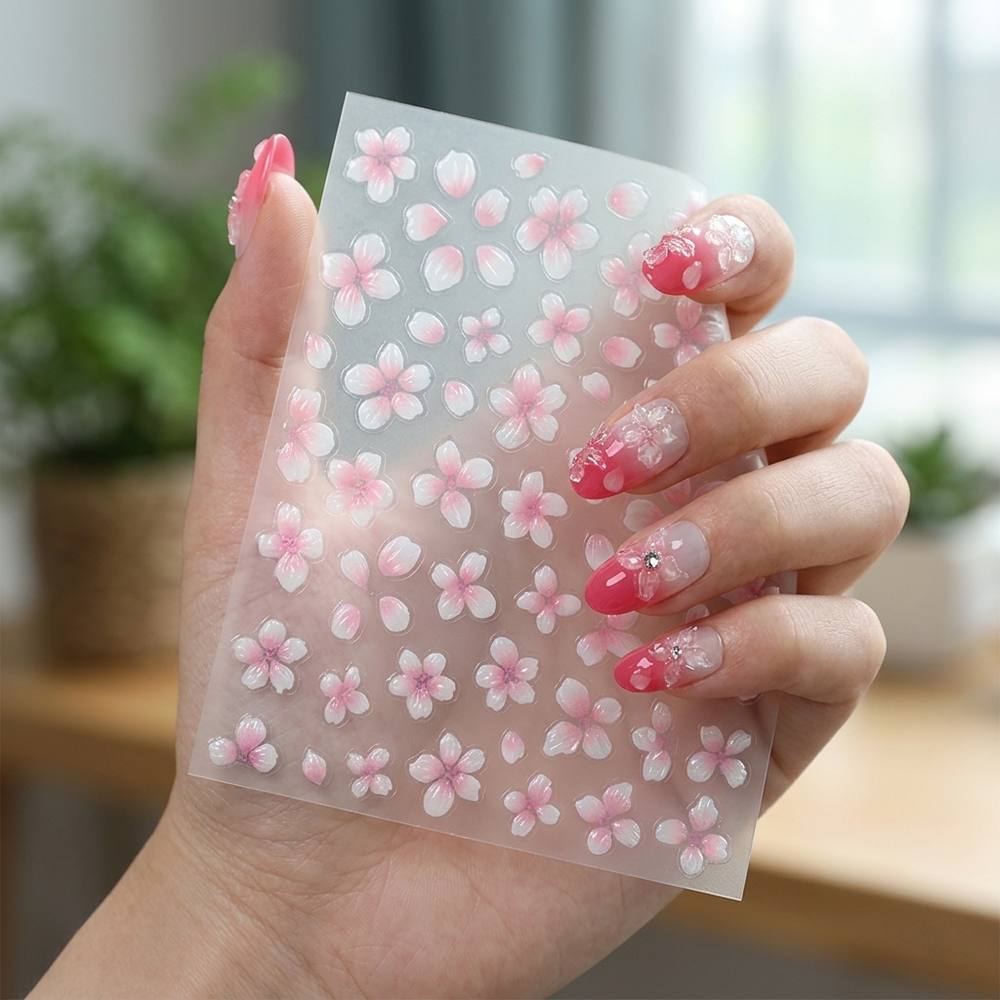 ملصق أظافر ثلاثي الأبعاد بتصمي - مراجعة Nail Art Ombre Pink وسعره