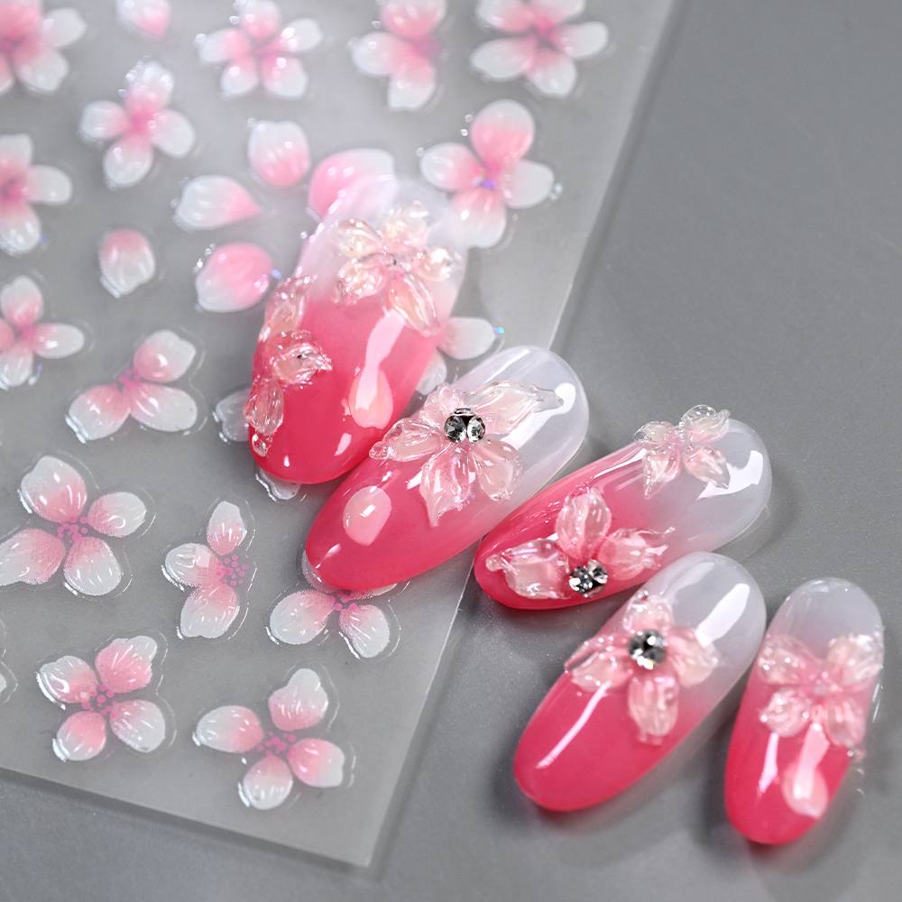 ملصق أظافر ثلاثي الأبعاد بتصمي - مراجعة Nail Art Ombre Pink وسعره