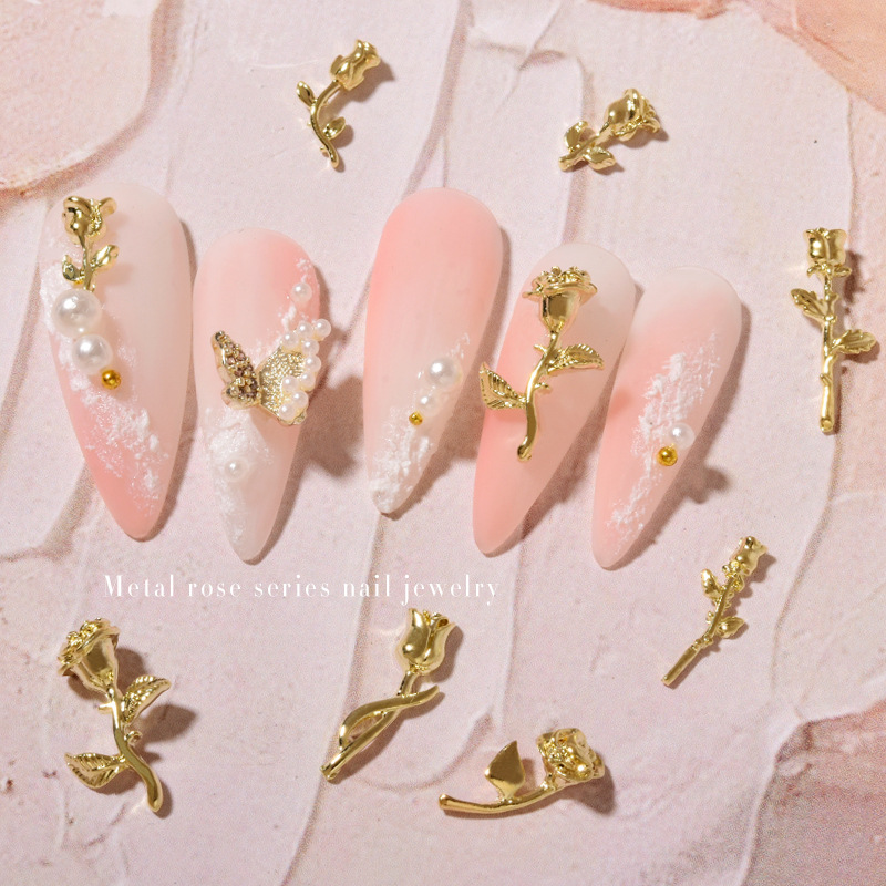 10 قطعة ثلاثية الأبعاد ارتفع م - مراجعة Nail Art Rose Gold وسعره