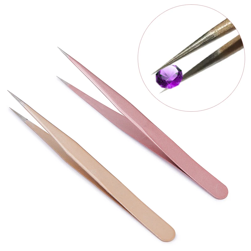 ملقط مستقيم ذهبي وردي شامبانيا - مراجعة Nail Art Rose Gold وسعره