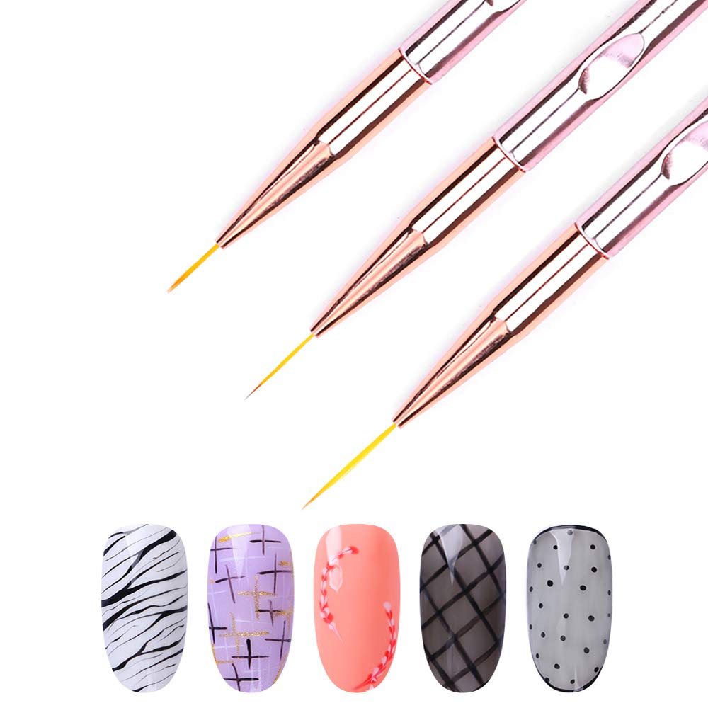 مجموعة من 3 فرش لتصميم الأظافر - مراجعة Nail Art Rose Gold وسعره